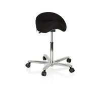 HJH Office 608911 Sgabello a sella MOVE-TEC 3D PRO I in tessuto nero, per una seduta dinamica e sana