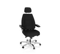 HJH Office 608916 Sedia da ufficio XXL 24 HOURS I in tessuto nero, sedia robusta e ergonomica per 24 ore, caricabile fino a 150 kg