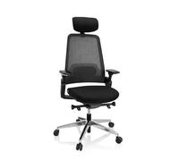 HJH Office 608991 Sedia professionale per ufficio BRACIO tessuto/mesh nero sedia girevole ergonomica, regolabile individualmente