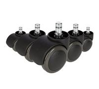 5x ROLO FREE 11mm/50mm Pavimenti duri - Rotelle per Sedia Nero