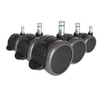 hjh OFFICE 619033 5x rotelle per pavimenti rigidi con freno di bloccaggio 11mm / 65mm rotelle per sedie per ufficio per pavimenti rigidi