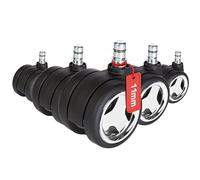 5x ROLO GAME No-Noise 11mm/60mm Pavimenti duri - Rotelle per Sedia Cromo / Nero