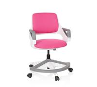HJH Office 640480 Sedia da Ufficio Girevole per Bambini KID FLEX Tessuto, Sedia da Scrivania con Poggiapiedi, Regolabili in Altezza, Rosa
