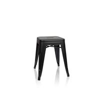 HJH Office 645006 Sgabello in metallo VANTAGGIO Nero sgabello a seduta opaca in design industriale, impilabile, basso