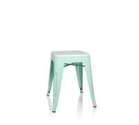 HJH Office 645007 Sgabello in metallo VANTAGGIO verde pastello opaco Sgabello basso impilabile di design industriale