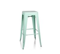 hjh OFFICE 645017 Sgabello Bar VANTAGGIO High metallo Verde Pastello Mat Sgabello retrò Design Industriale, impilabile