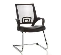 HJH Office 650400 Sedia da conferenza/Sedia cantilever VISTO NET V mesh nero, finta pelle, braccioli fissi, schienale ergonomico, imbottitura spessa, cantilever, elegante, comoda