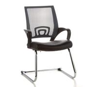 HJH Office 650410 Sedia da conferenza/Sedia cantilever VISTO NET V mesh nero/grigio, finta pelle, braccioli fissi, schienale ergonomico, imbottitura spessa, cantilever, elegante, comoda