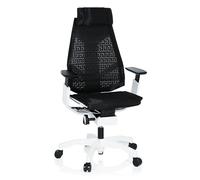 HJH Office 652600 Sedia da ufficio di fascia alta GENIDIA PRO WHITE Mesh nero/bianco Sedia da scrivania con bracciolo e poggiatesta regolabili