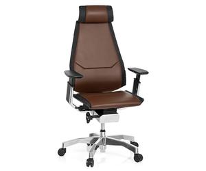 hjh OFFICE 652855 Sedia da ufficio GENIDIA PRO in pelle marrone/nero, regolabile individualmente