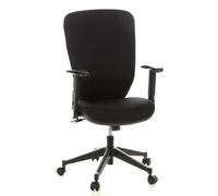 HJH Office 653630 Sedia da ufficio/Sedia girevole TRAFFIC 30 tessuto nero, schienale alto, sedile ergonomico, braccioli ribaltabili, regolabile in altezza, eccanismo sincronizzato