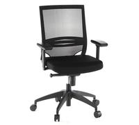 HJH Office 657230 Sedia professionale per ufficio PORTO BASE tessuto/mesh nero sedia girevole ergonomica, braccioli regolabili e supporto lombare