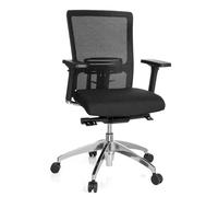 HJH Office 657511 Sedia professionale per ufficio ASTRA BASE tessuto nero Sedia girevole con supporto lombare, braccioli regolabili in altezza, schienale in rete