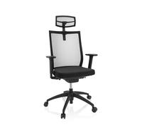 HJH Office 657633 Sedia ergonomica per ufficio ASPEN WHITE PRO Sedia da scrivania con poggiatesta regolabile, schienale in rete, tessuto nero