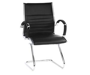 HJH Office 660505 Sedia da conferenza PARMA V in pelle nera/cromata sedia visitatore a sbalzo con braccioli