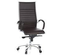 HJH Office 660520 Sedia professionale direzionale PARMA 20 in pelle marrone sedia girevole per ufficio, schienale alto ergonomico