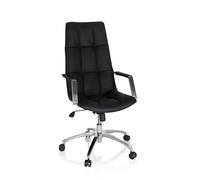 HJH Office 661005 Sedia da ufficio SARANTO PRO pelle nera Sedia da scrivania moderna girevole, schienale alto