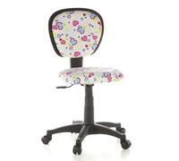 HJH Office 670170 Sedia da ufficio per bambini KIDDY TOP tessuto rosa con cuoricini, regolabile in altezza, ergonomica, imbottita, resistente