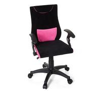 HJH Office 670450 Sedia da scrivania per bambini KIDDY PRO AL tessuto nero/rosa Sedia girevole per bambini ergonomica per ufficio, regolabile in altezza