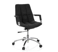 HJH Office 670910 Sedia da scrivania SARANTO Fabric Black Sedia da ufficio con braccioli dal design retrò, regolabile in altezza