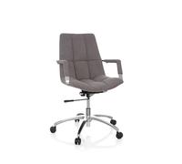 HJH Office 670911 Sedia da scrivania SARANTO Fabric Grigio Sedia da ufficio con braccioli dal design retrò, regolabile in altezza
