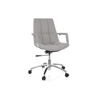 HJH Office 670912 Sedia da scrivania SARANTO Fabric Grigio chiaro Sedia da ufficio con braccioli dal design retrò, regolabile in altezza