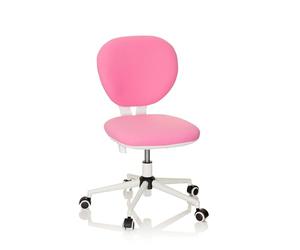 HJH Office 670968 Sedia girevole per bambini e ragazzi KID VIVO tessuto rosa/bianco Sedia da ufficio per bambini con schienale regolabile in altezza