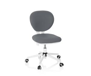 HJH Office 670971 Sedia girevole per bambini e ragazzi KID VIVO tessuto grigio/bianco Sedia da ufficio per bambini con schienale regolabile in altezza