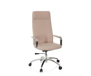 HJH Office 670976 Sedia da ufficio SARANTO PLUS I Tessuto Beige Sedia da ufficio moderna con schienale alto