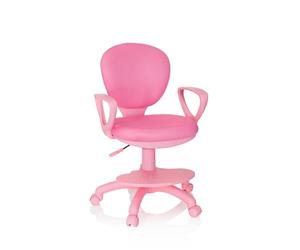 HJH Office 670977 Sedia girevole per bambini KID COLOUR tessuto rosa Sedia da scrivania per bambini, poggiapiedi e seduta regolabili in altezza