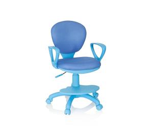 HJH Office 670978 Sedia girevole per bambini KID COLOUR tessuto blu Sedia da scrivania per bambini, poggiapiedi e seduta regolabili in altezza