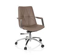 HJH Office 670982 SARANTO II PU Taupe poltrona girevole Poltrona retro con rotelle, regolabile in altezza, rivestimento in similpelle