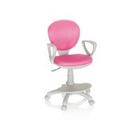 HJH Office 671012 sedia girevole per bambini KID COLOR G1 tessuto rosa/grigio sedia da ufficio per bambini, poggiapiedi e seduta regolabili in altezza