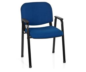 HJH Office 704341 Sedia visitatore XT 650 Fabric Blu Sedia da conferenza imbottita con braccioli, impilabile