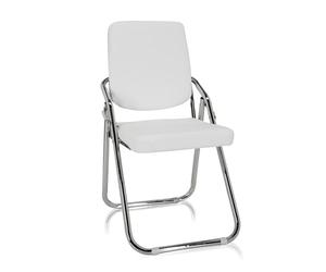 HJH Office 706302 Sedia da conferenza pieghevole ESTO Sedia visitatore in ecopelle, versatile sedia pieghevole, bianca
