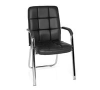 HJH Office 706450 BORNE sedia visitatore ecopelle nera sedia conferenza sedia riunione con braccioli