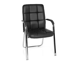 HJH Office 706450 BORNE Sedia Visitatore in Ecopelle Nera - Conferenza e Riunione Con Braccioli