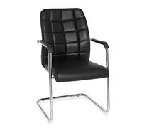 HJH Office 706550 Flexo V PU Nero - Sedia da Conferenza e Visitatore a Sbalzo Con Braccioli