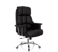 HJH Office 706814 Sedia direzionale XXL COMMANDER ecopelle nera Sedia da ufficio, imbottitura spessa, funzione dondolo, schienale alto