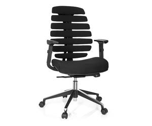HJH Office 714500 Sedia da Ufficio Girevole ERGO LINE II Tessuto Nero, braccioli, ergonomici Schienale