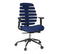 HJH Office 714510 Sedia da Ufficio Girevole ERGO LINE II Tessuto Blu, braccioli, ergonomici Schienale