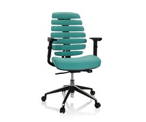 HJH Office 714521 Sedia da Ufficio Girevole ERGO LINE II Tessuto Turchese, braccioli, ergonomici Schienale