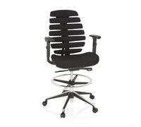 HJH Office 714600 Ergo LINE II Work - Sedia da lavoro in tessuto nero con poggiapiedi, altezza regolabile