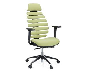 HJH Office 714606 Sedia da ufficio professionale Ergo LINE II PRO Tessuto Verde Sedia girevole ergonomica con supporto lombare e poggiatesta