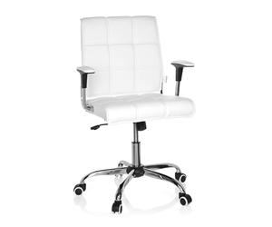 HJH Office 719010 Sedia da ufficio ERNESTO ecopelle bianco/cromo moderna poltrona girevole dal look retrò