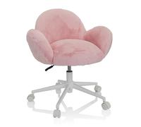 HJH Office 719224 KID TEDDY sedia girevole per bambini e ragazzi con soffice pelliccia sintetica, regolabile in altezza, rosa