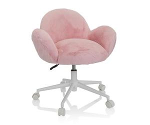 HJH Office 719224 KID TEDDY sedia girevole per bambini e ragazzi con soffice pelliccia sintetica, regolabile in altezza, rosa