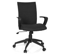 HJH Office 723042 sedia da ufficio ergonomica SOFT sedia girevole moderna per home office con ruote e funzione basculante, tessuto nero