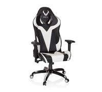 HJH Office 729262 PROMOTER I poltrona direzionale in ecopelle nero/bianco sedia da gaming per PC seduta sportiva con funzione basculante