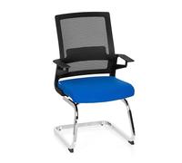 HJH Office 732070 Sedia Cantilever con Braccioli INVENTOR V Poltroncina a Sbalzo con Schienale in Tela Traspirante, Per Sale Attesa E Conferenze, Tessuto Nero/Blu